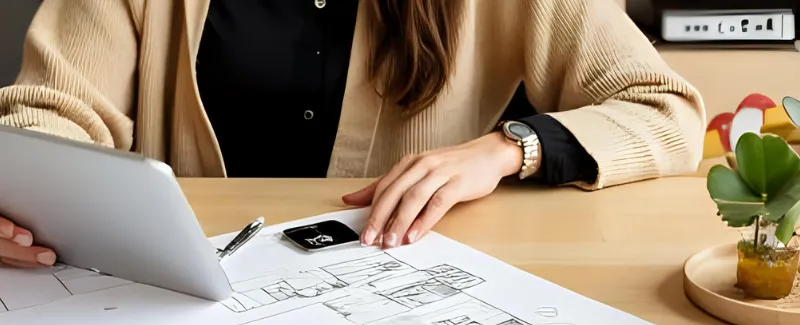 店舗設計をする女性