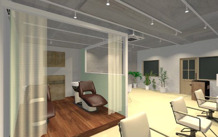 美容室 hair make mano CG 店内