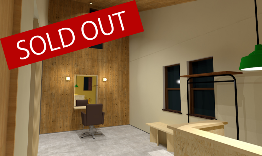 山小屋のような美容室デザイン